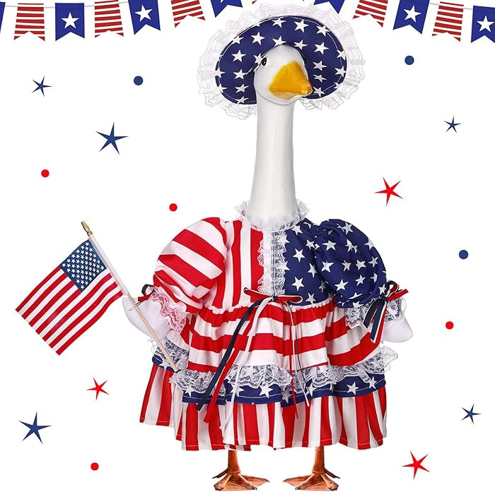 4th of July Porch Goose Outfit Patriotic Geese Clothes for 23" High Cement or Plastic Goose Costu... | Amazon (US)