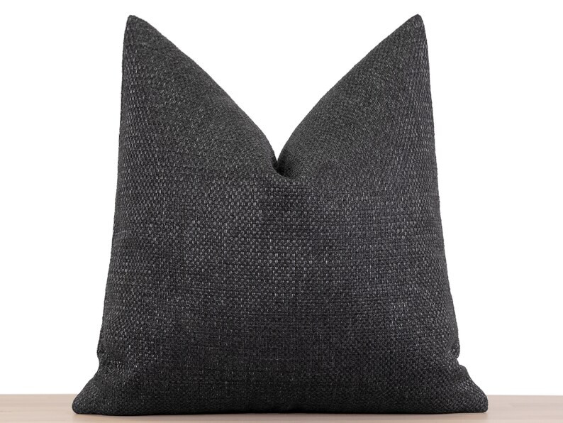 Woven Dark Gray Pillow Cover, Throw Pillow Cover, Euro Sham Cover, Boho Pillow Cover, Grey Cushio... | Etsy (US)