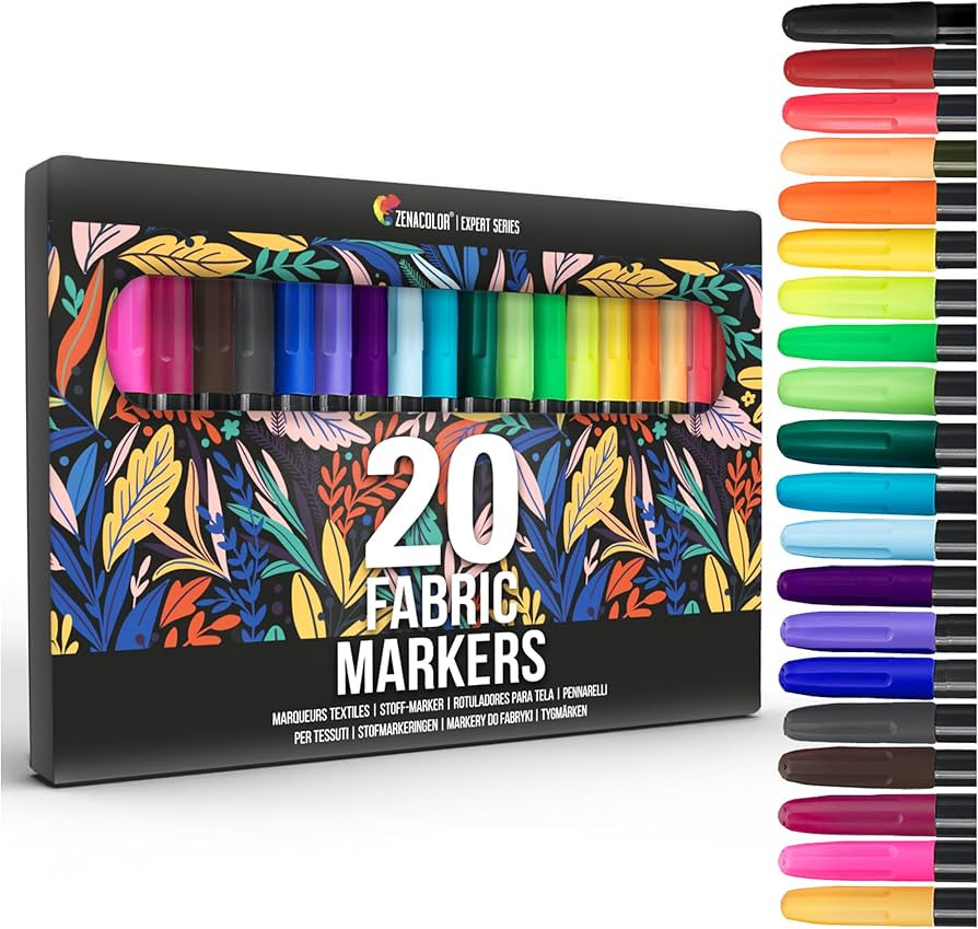 Zenacolor 20 Fabric Markers Pens Set - Indelible and Permanent Fabric Paint Fine Point Textile Ma... | Amazon (US)