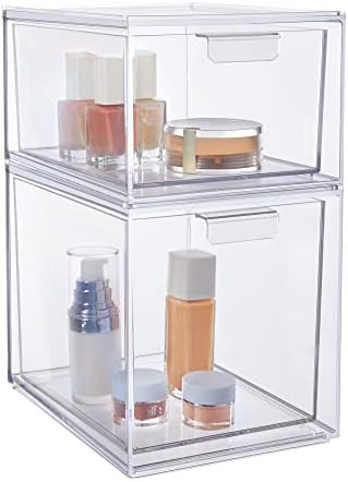 STORi Audrey Stackable Clear Plastic Organizer Drawers | 2 Piece Set | 4.5" and 6.75" Tall | Orga... | Amazon (US)