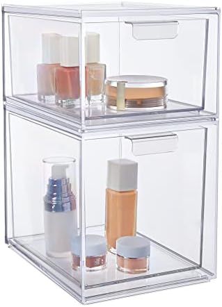 STORi Audrey Stackable Clear Plastic Organizer Drawers | 2 Piece Set | 4.5" and 6.75" Tall | Orga... | Amazon (US)