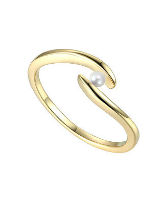 Gv Sterling Silver 14k Gold Plated With White Freshwater Pearl Ocean Wave Stacking Ring | Macy's