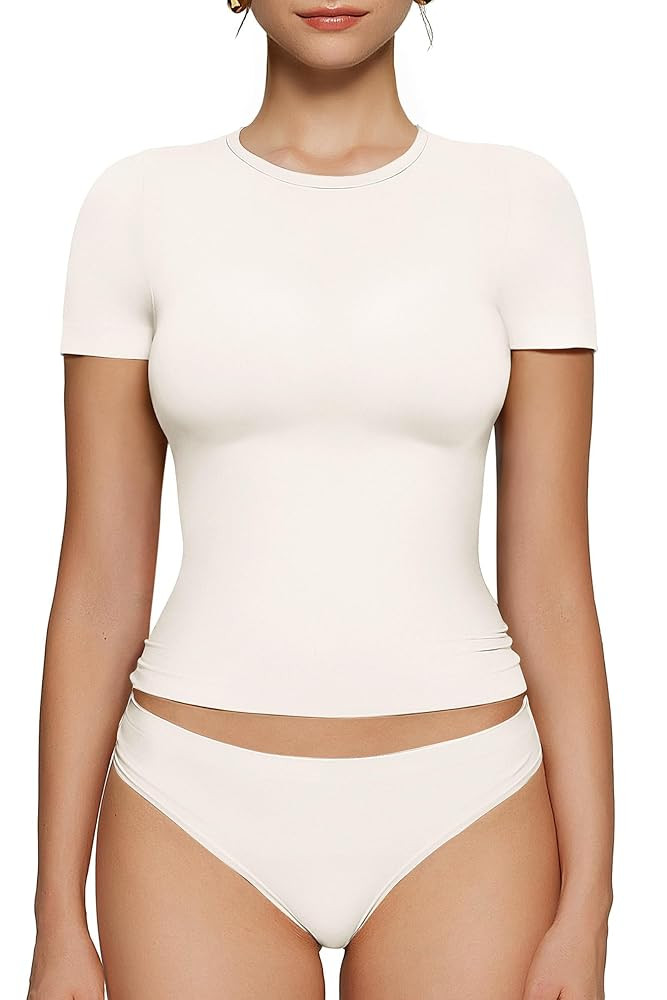 OEAK Womens T-Shirts Short Sleeve Shirts Crew Neck Basic Tees Soft Smoothing Seamless Tshirts Sli... | Amazon (US)