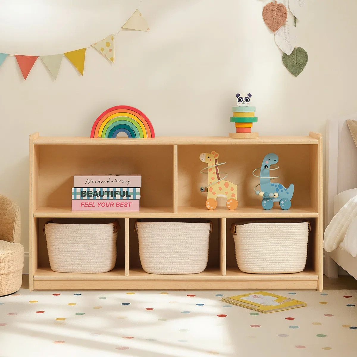 Montessori Shelf 5-Section Aldarcie 23.6" H X 44.6" W Bookcase | Wayfair North America