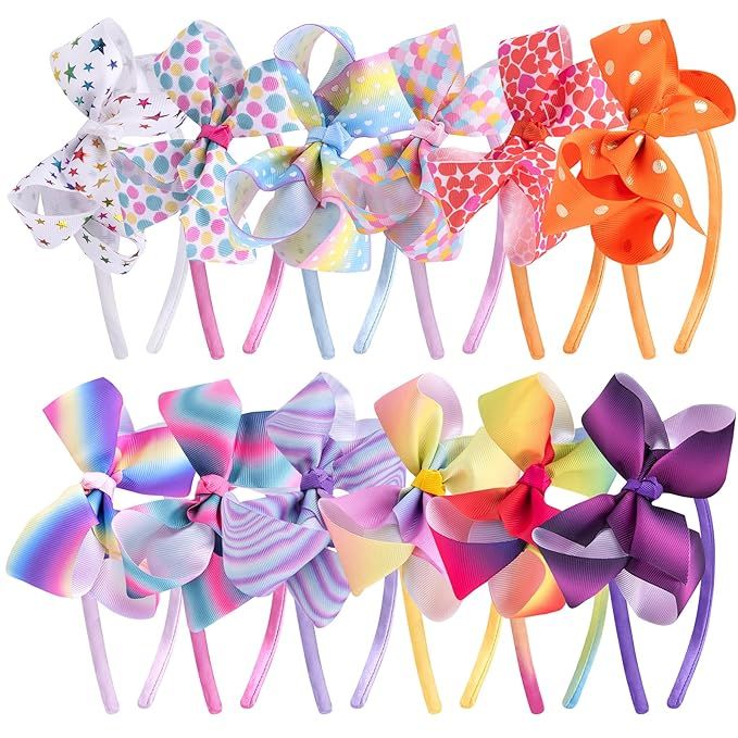 SIQUK 12 Pieces Bow Headbands for Girls Headband with Bow Ribbon Hair Bow Headband Boutique Grosg... | Amazon (US)