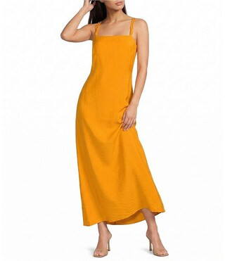 Isabella Square Neck Sleeveless A-Line Midi Dress | Dillard's