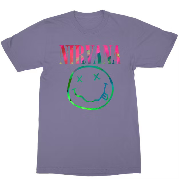 Women's Nirvana Neon Smile Short Sleeve Boyfriend Graphic T-Shirt | Target