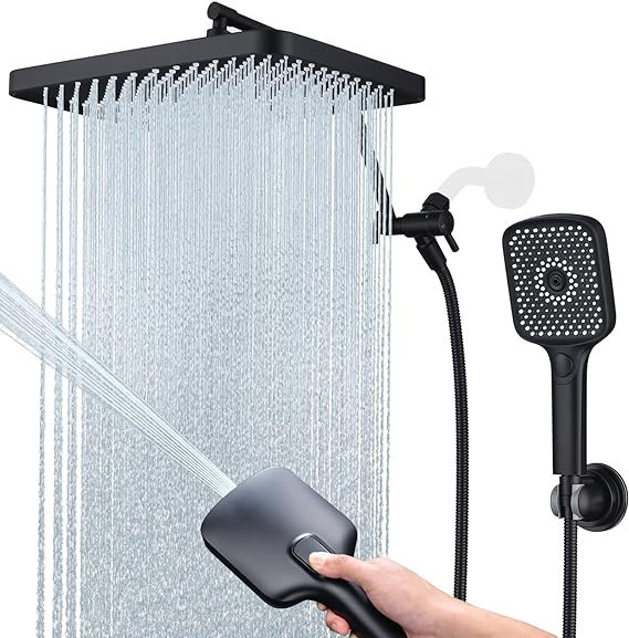 V-Frankness 13 Inch Shower Heads with Handheld Spray Combo, Rain Shower Head with 4-Mode Hand Hel... | Amazon (US)