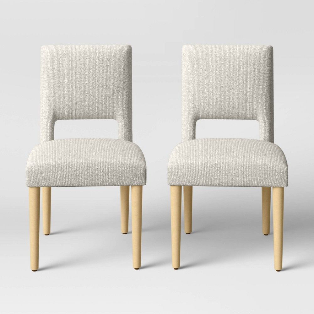 2pk York Open Back Dining Chairs Cream Woven - Threshold | Target