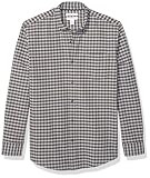 Amazon Essentials Men's Regular-Fit Gingham Long-Sleeve Pocket Oxford Shirt, Grey/Navy, Small | Amazon (US)