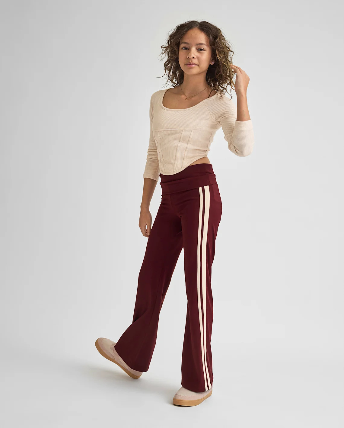Tween Girls Foldover Flare Leggings - burgundy | The Children's Place