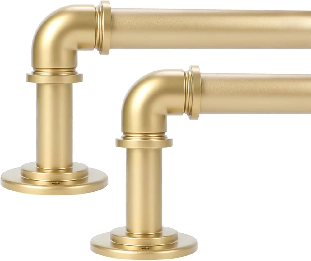Gold Industrial Curtain Rods 2 Pack,Curtain Rods for Windows 28 to 48 inch(2.3-4ft),1'' Blackout ... | Amazon (US)