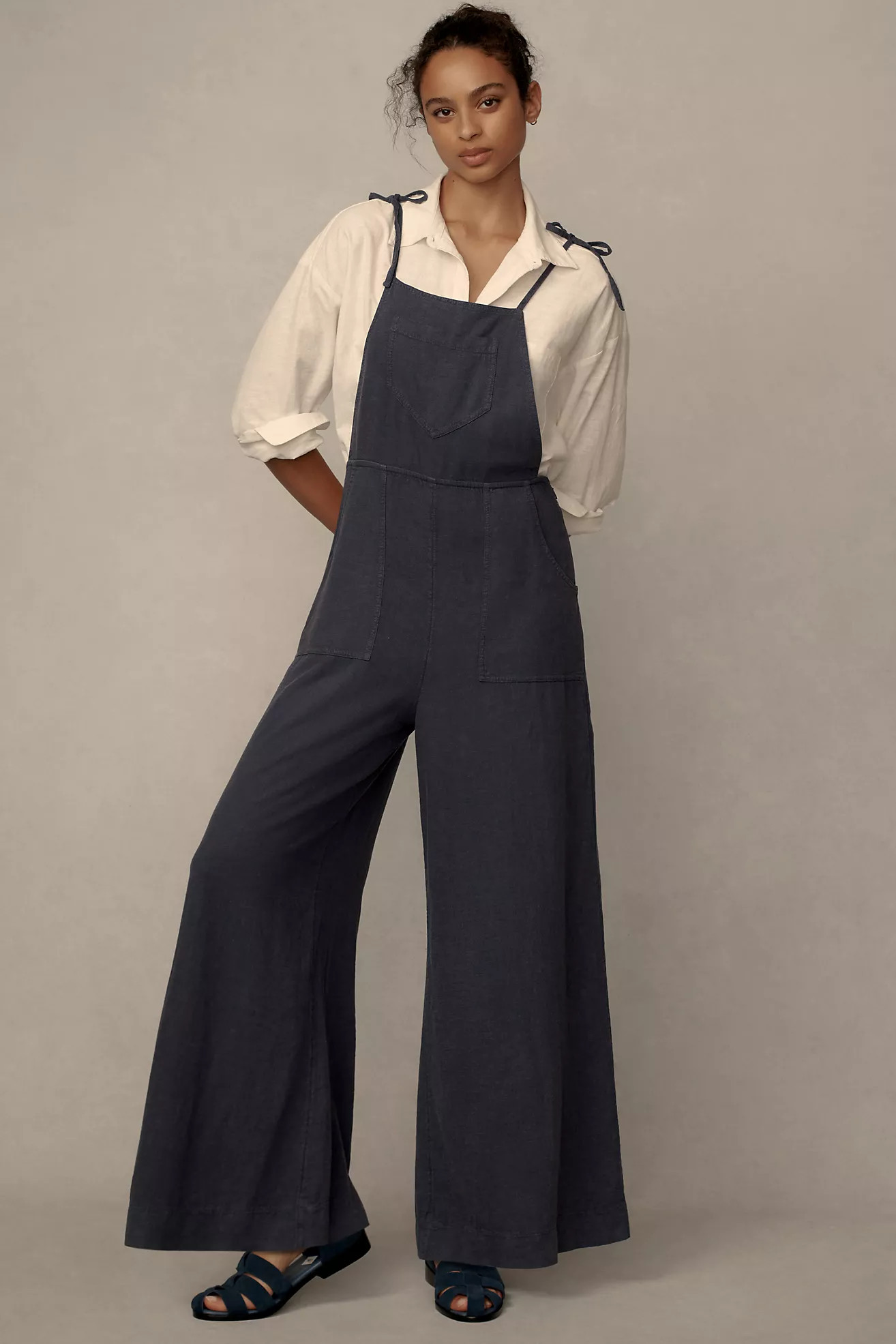 By Anthropologie Linen Wide-Leg Overalls | Anthropologie (US)