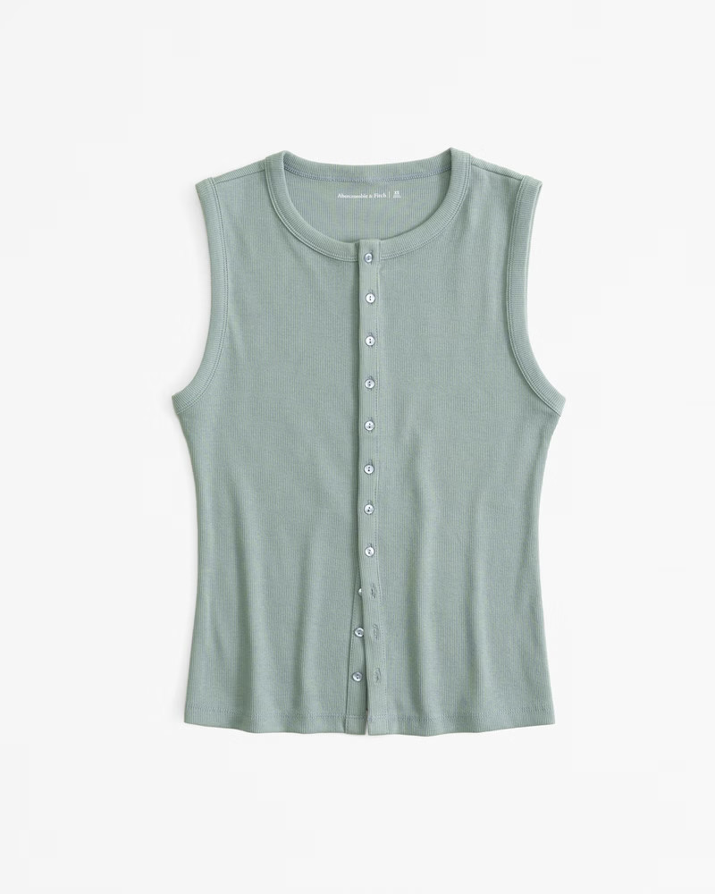 Rib Crew Button-Up Top | Abercrombie & Fitch (US)