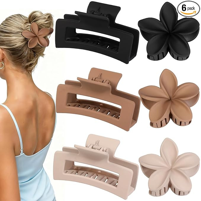 Amazon.com: Flower Hair Clips for Women Square Claw Clips for Girls 2 Styles Hair Claw Clips for ... | Amazon (US)