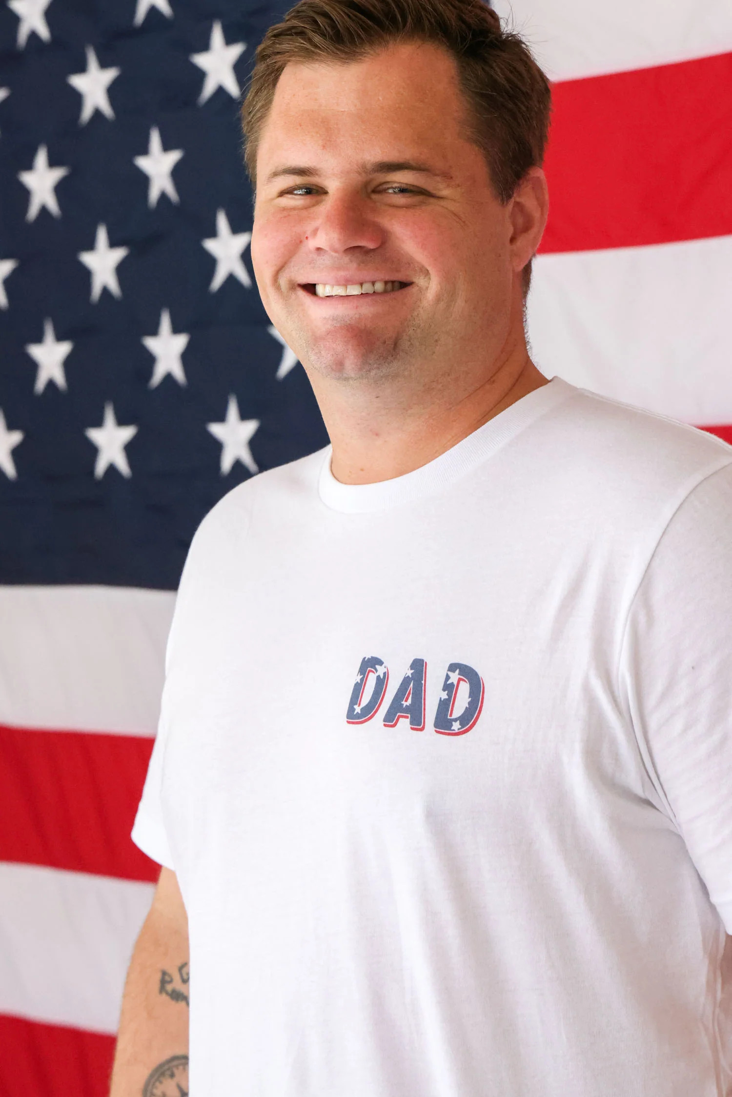 Stars & Stripes Party Dad Graphic Tee | White | Caden Lane