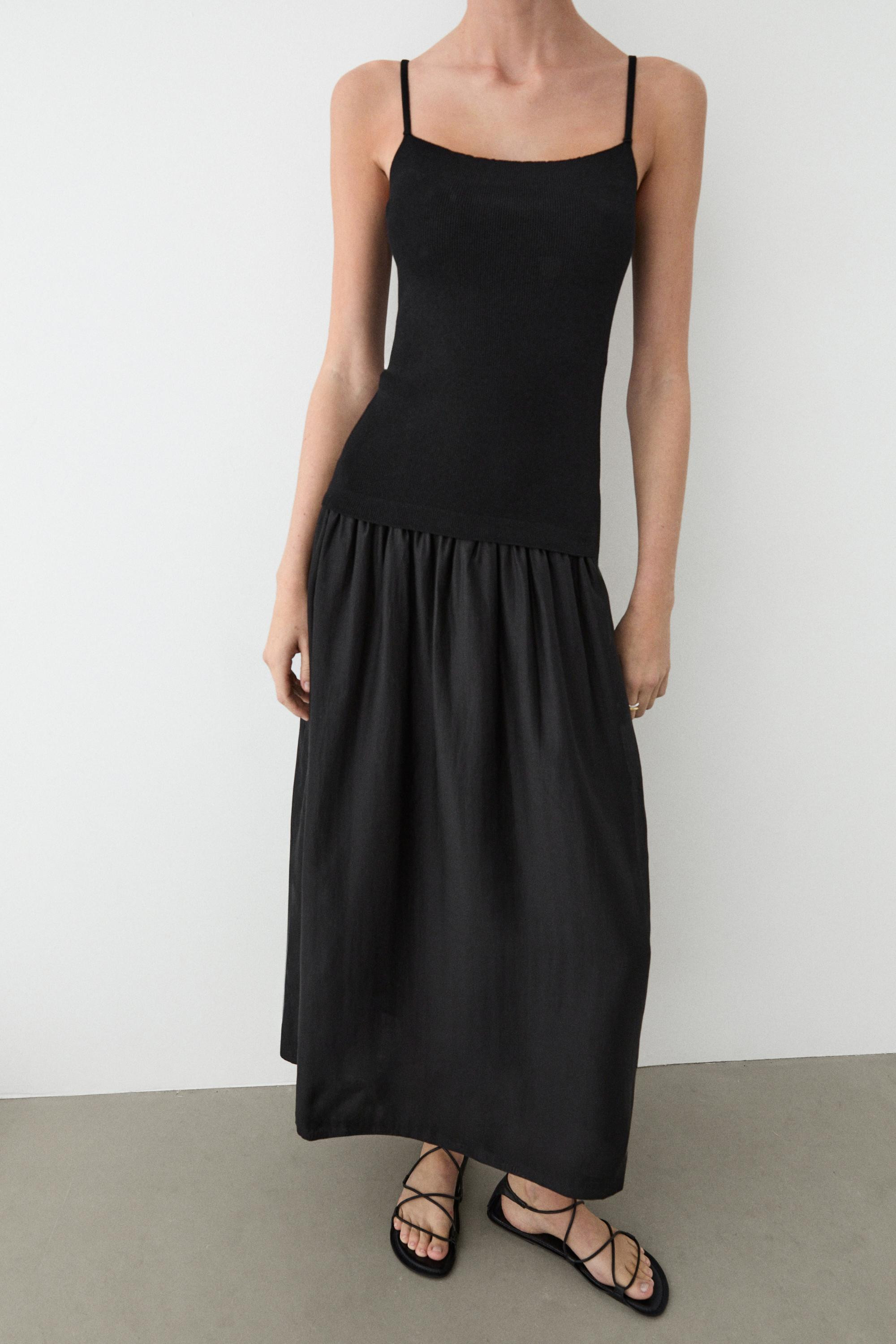 Combined strap midi dress | Massimo Dutti UK