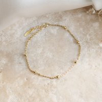 Small Bead Gold Chain Bracelet - Simple By The Yard Bracelet, Ball Layering Jewelry Gift | Etsy (US)