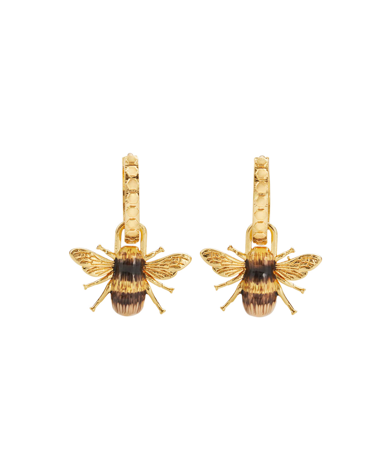 Gold Honey Bee Huggie Earrings | Fable England
