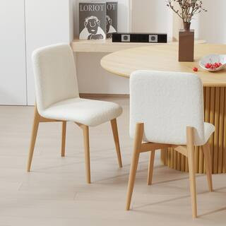 Bethea Upholstered Modern Dining Chairs with Natural Color Leg (Set of 2) | The Home Depot