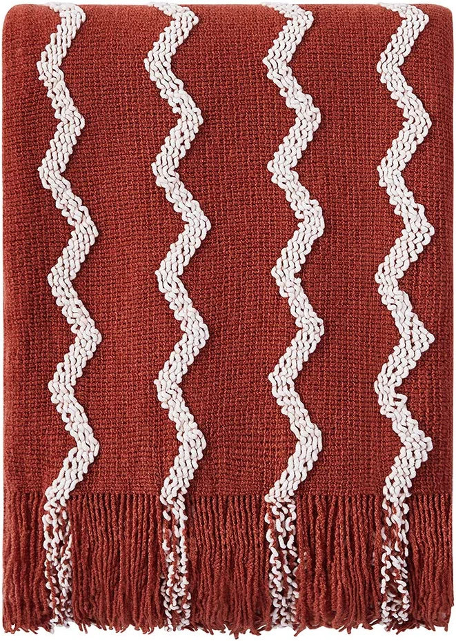 BOURINA Fluffy Chenille Knitted Fringe Throw Blanket Lightweight Soft Cozy for Bed Sofa Chair Thr... | Amazon (US)