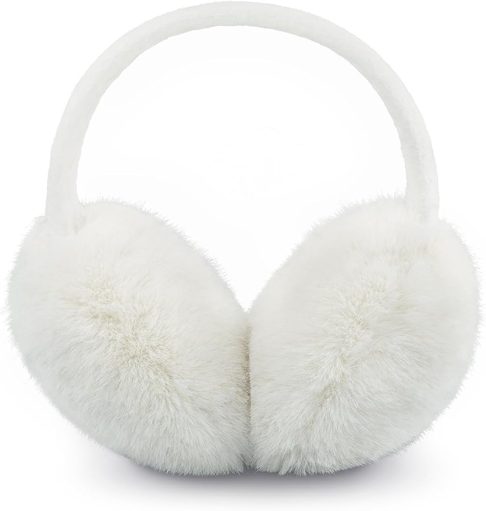 Ear Muffs for Women Faux Fur Winter Girls Earmuffs Fluffy Adjustable Ear Warmers Cute Ear Covers | Amazon (US)