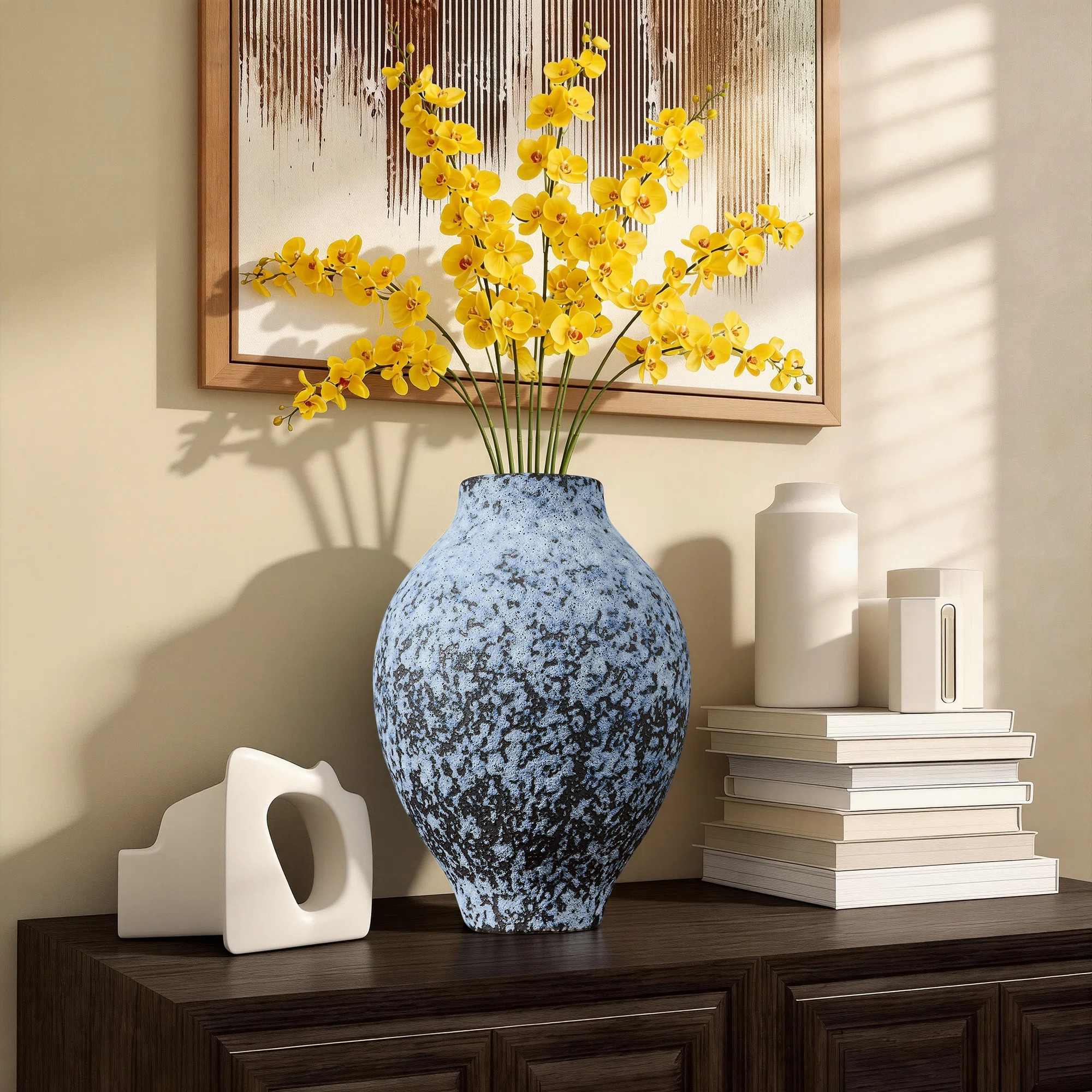 Handmade Ceramic Table Vase, Granular Texture & Matte Finish Ceramic Vase with Mottled Glaze, Sim... | Wayfair North America