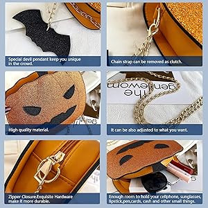 Pumpkin Crossbody Bags Novelty Devil Shoulder Chain Purse with Drawstring Bag for Women | Amazon (US)