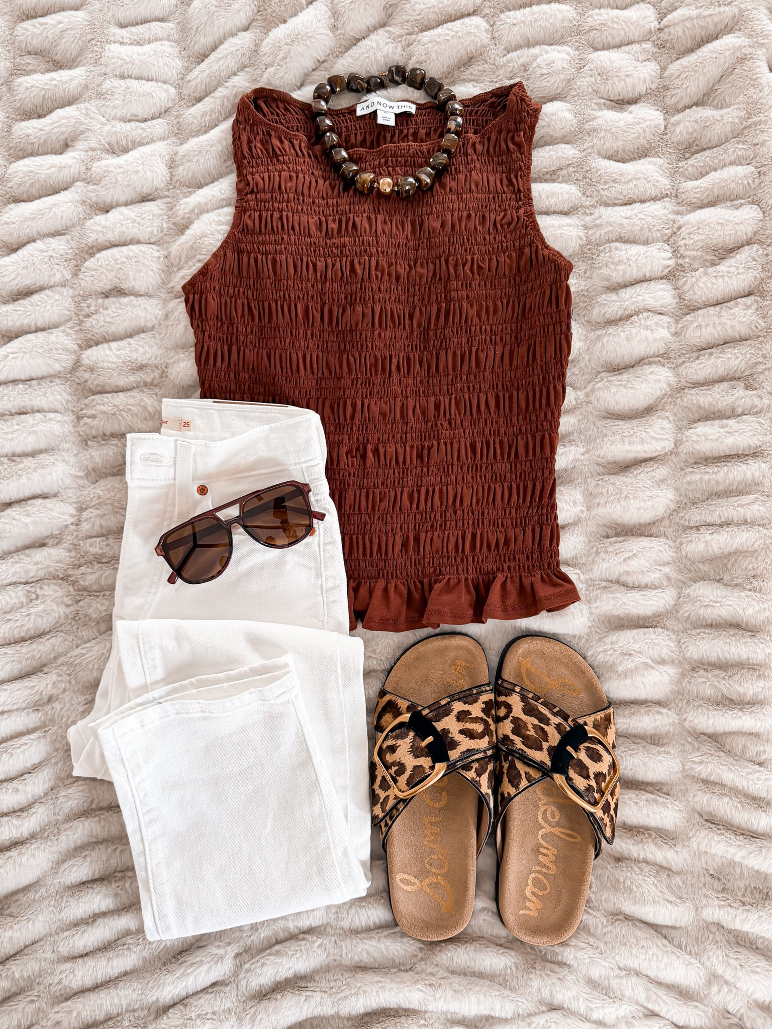The easiest summer outfit combo — smocked top, white jeans, leopard sandals and the best sunnies. All linked! 🔗⬇️

#LTKootd #LTKmomlife #LTKSeasonal