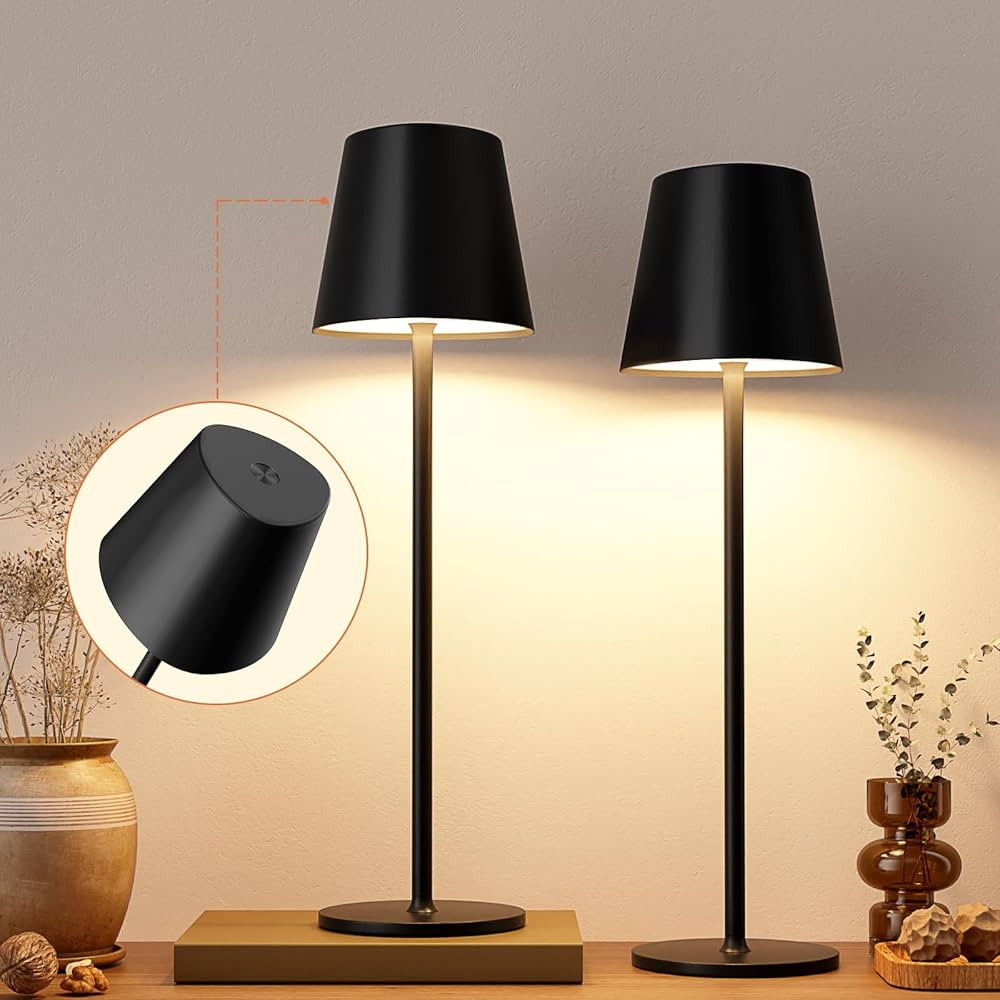 Kakanuo Cordless Table Lamp, 3 Color Stepless Dimming, 5000mAh Rechargeable Battery Powered, Outd... | Amazon (US)