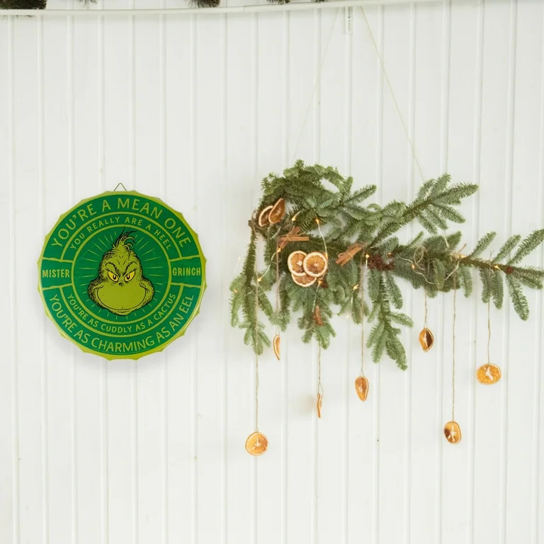 Dr. Seuss' "The Grinch Who Stole Christmas" Round Metal Bottle Cap Sign, 11.6" Diameter, Green, N... | Walmart (US)