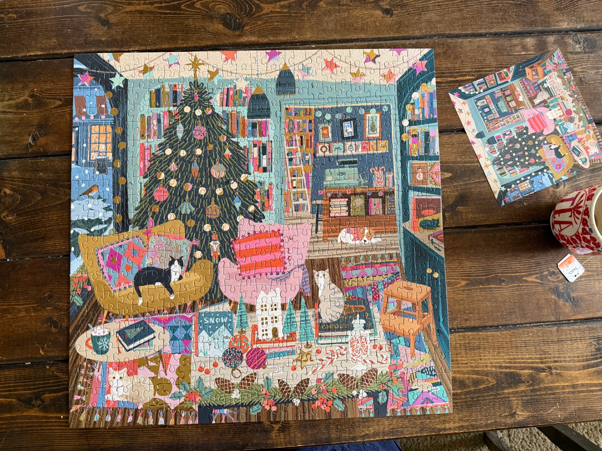Another cozy puzzle for the win. This one is 500 pieces and has metallic accents which makes it extra fun ;)