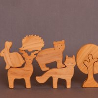 Unique Simple Design Wooden Woodland Forest Animals Toys Figurines Toddler | Etsy (US)