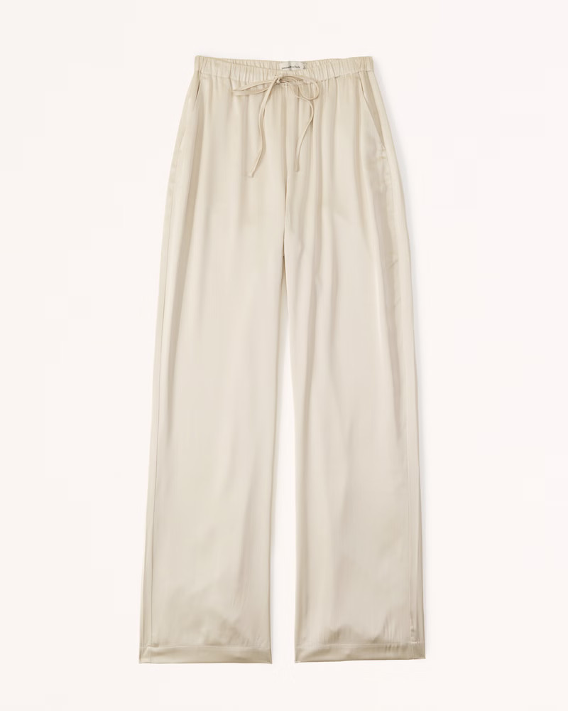 Satin Pull-On Wide Leg Pant | Abercrombie & Fitch (US)