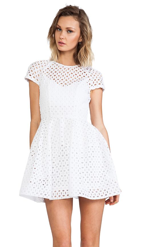 Broderie Lace Cap Sleeve Dress | Revolve Clothing (Global)