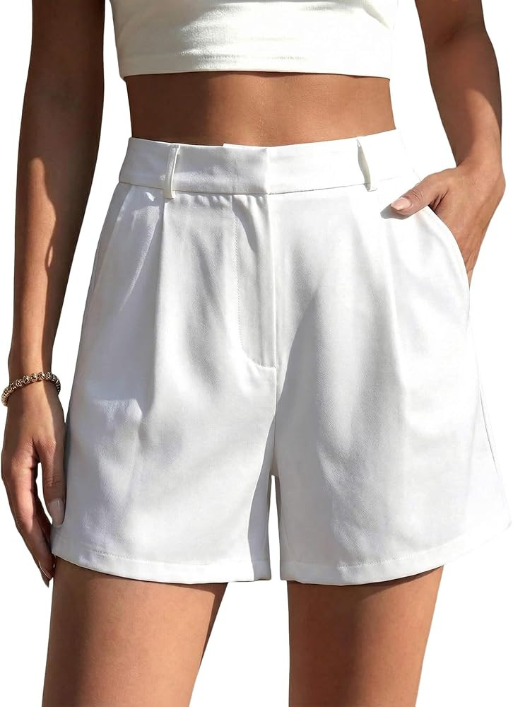 Womens Casual Dressy Shorts High Waisted Wide Leg Back Elastic Business 2026 Spring/Summer Shorts... | Amazon (US)