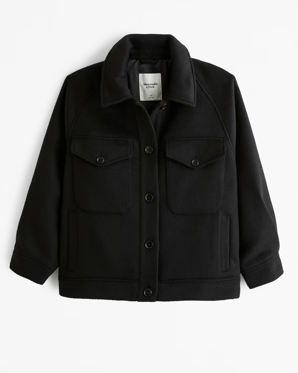 Women's Wool-Blend Utility Shirt Jacket | Women's Coats & Jackets | Abercrombie.com | Abercrombie & Fitch (US)