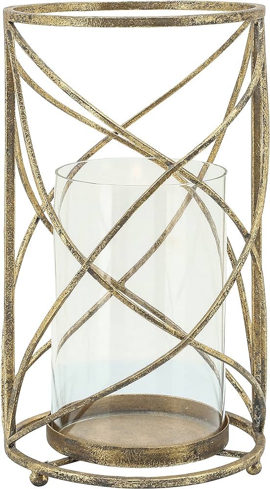 13" Metal Hurricane Candle Holder - Contemporary Rustic Gold Votive Candle Tealight Holder - Deco... | Amazon (US)