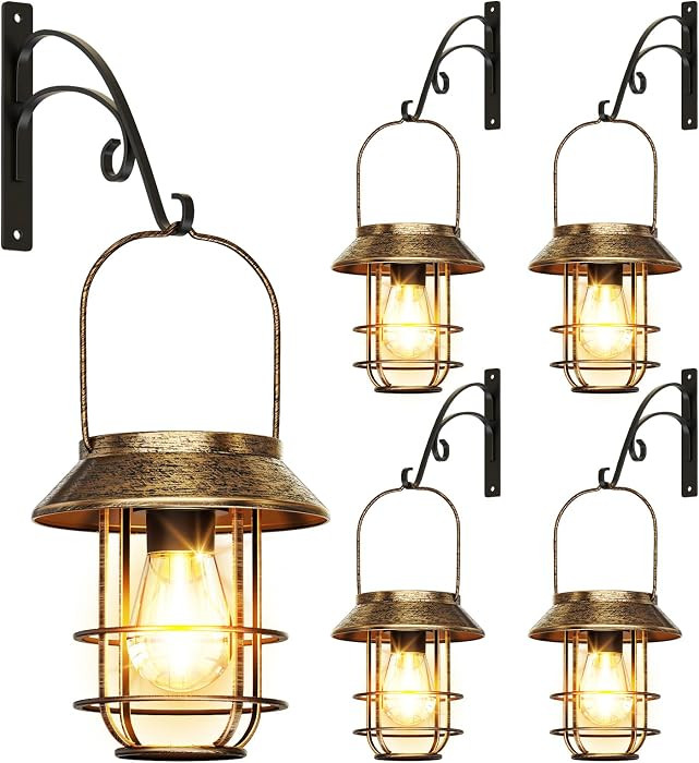 Solar Lanterns Outdoor Waterproof 4 Pack, Upgraded Brighter Hanging Solar Lights for Outside with... | Amazon (US)
