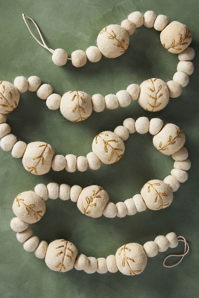 Botanique Wool Ball Garland | Anthropologie (US)