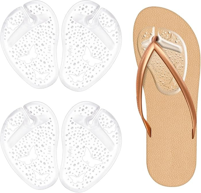 Gel Metatarsal Pads for Thong Sandals Flip-Flops, 2Pairs Forefoot Cushion Inserts, Ball of Foot G... | Amazon (US)