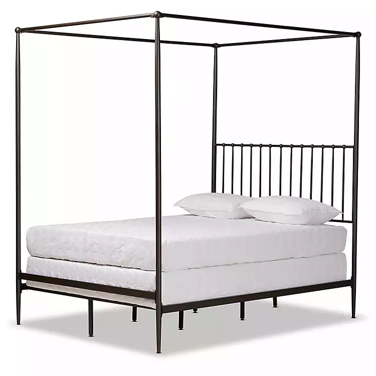New! Black Metal Square Frame Queen Canopy Bed | Kirkland's Home
