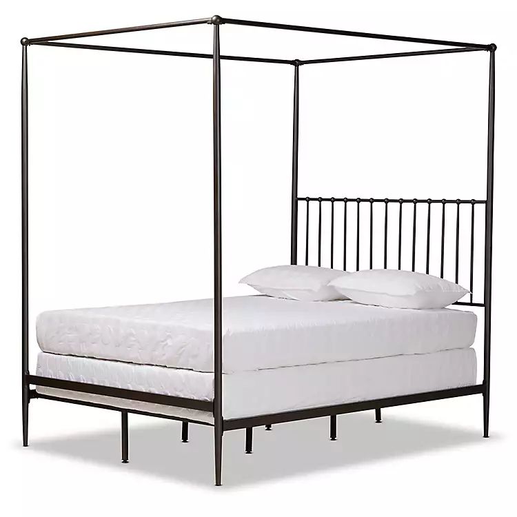 Black Metal Square Frame Queen Canopy Bed | Kirkland's Home