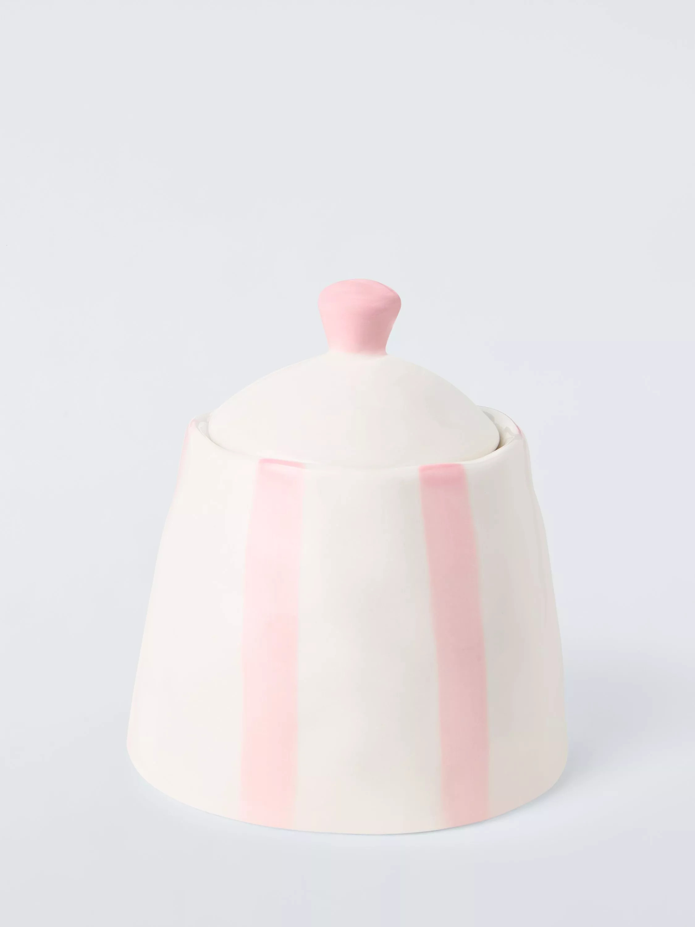 John Lewis Hand Painted Stripe Stoneware Sugar Pot & Lid, 200ml, Pink | John Lewis (UK)