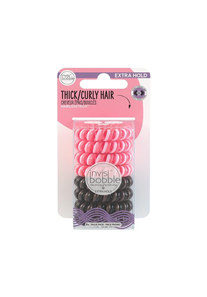 invisibobble Original Traceless Spiral Hair Ties - Pack of 8 (Extra Hold - Pink and Brown) | Amazon (US)