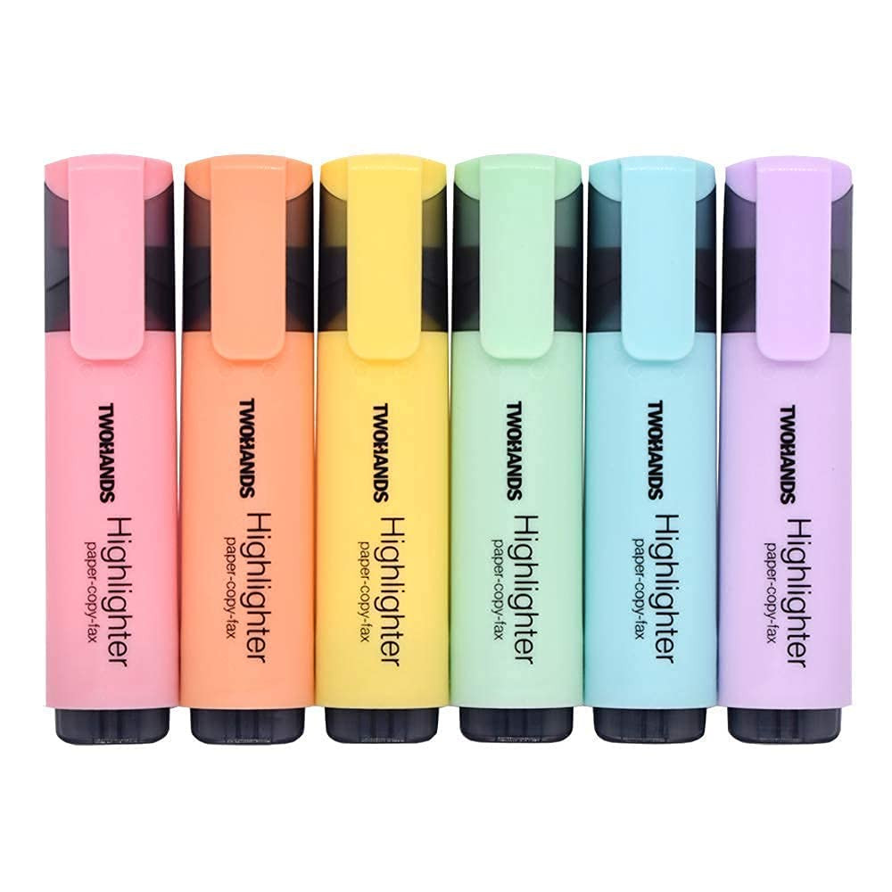 TWOHANDS Highlighter,Chisel Tip Marker Pen,6 Assorted Pastel Colors,H2007 | Amazon (US)
