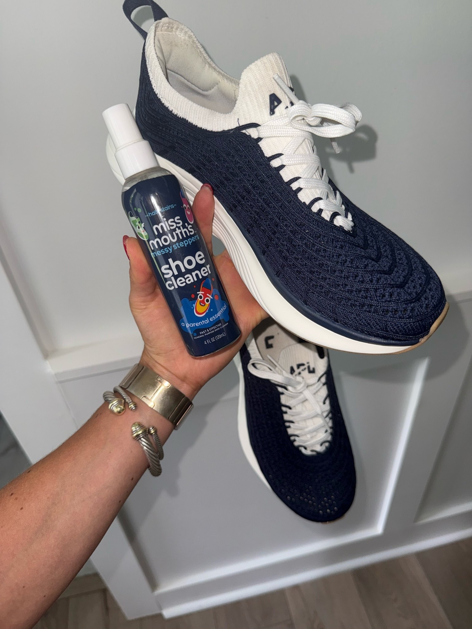 The best shoe stain remover I’ve found. 👟✨

I use the white one to spot treat on all things, then toss my sneakers in the wash with the blue one to keep them looking fresh!