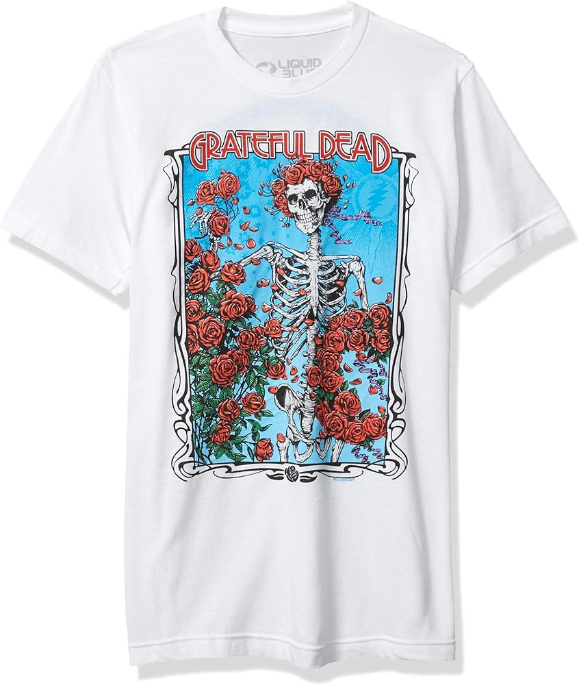 Liquid Blue Unisex-Adult Standard Grateful Dead Bertha Wheel and Roses Short Sleeve Tee | Amazon (US)