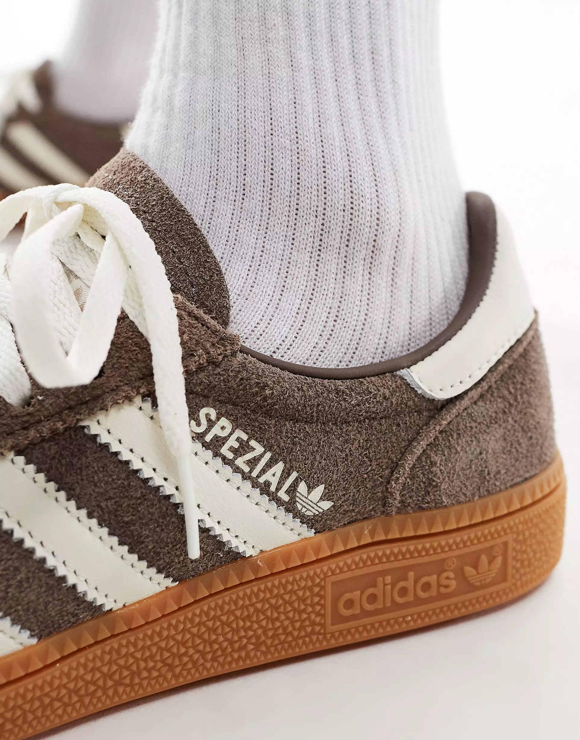 adidas Originals Handball Spezial gum sole trainers in brown and white | ASOS | ASOS (Global)