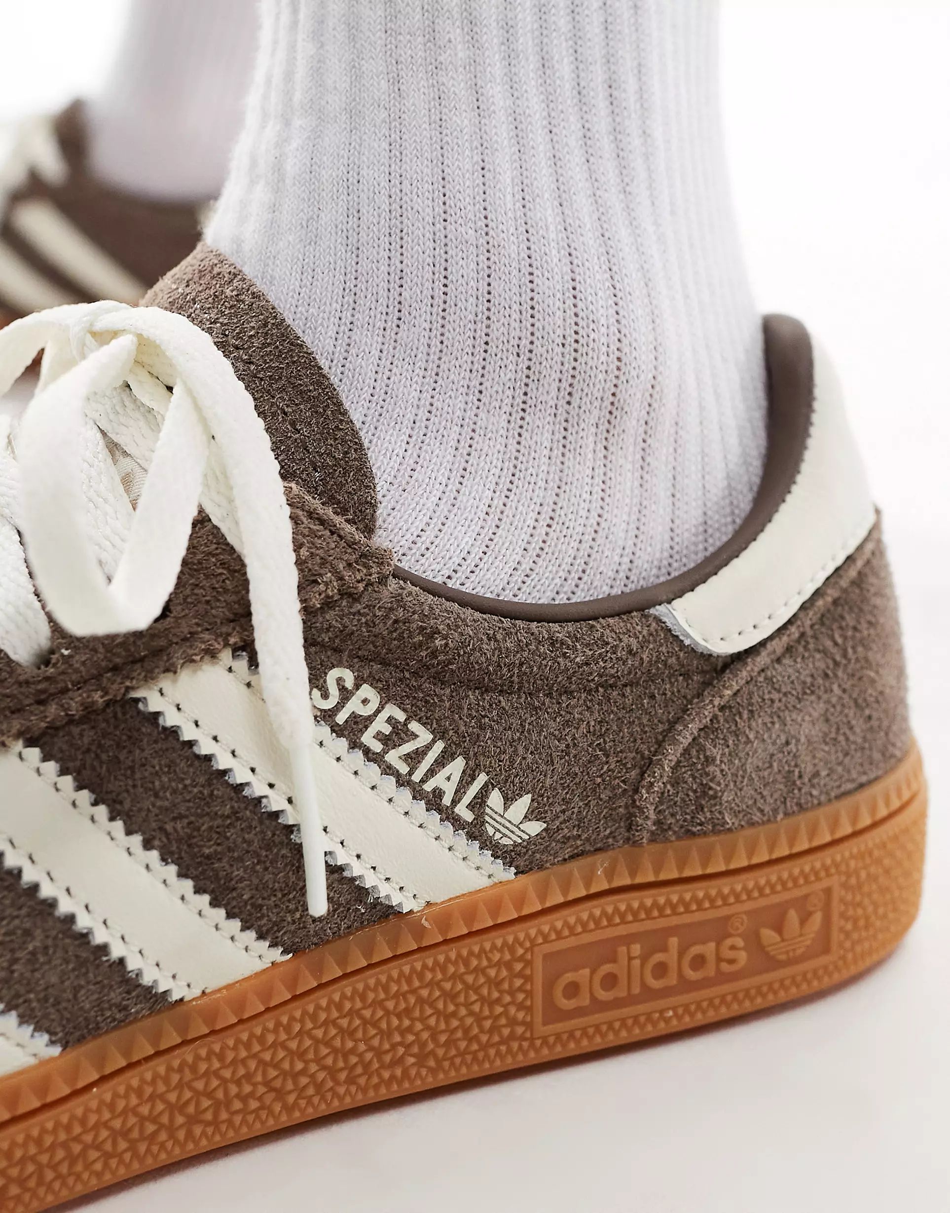 adidas Originals Handball Spezial gum sole trainers in brown and white | ASOS (Global)